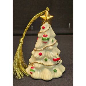 Lenox Porcelain Cheerful Tree Christmas Ornament With 24K Gold Trim & Tassel